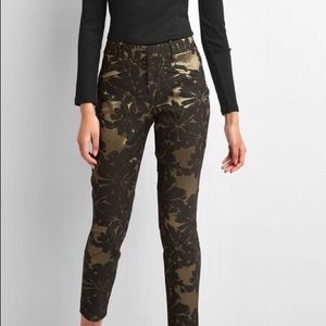 GAP Skinny Ankle Jacquard Metallic Pants